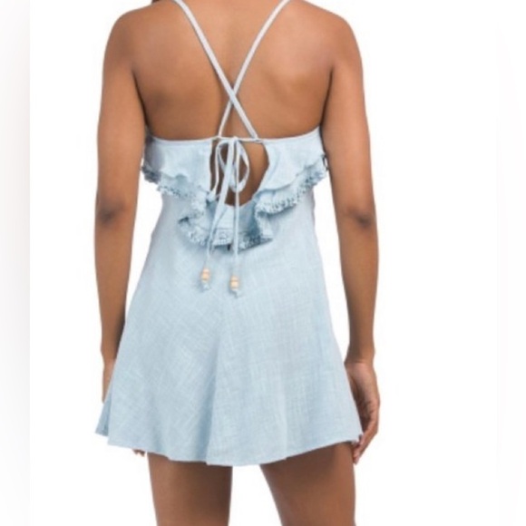 Free People Love Forever Mini Dress Hot Spring Blue Large NWT - Picture 3 of 5